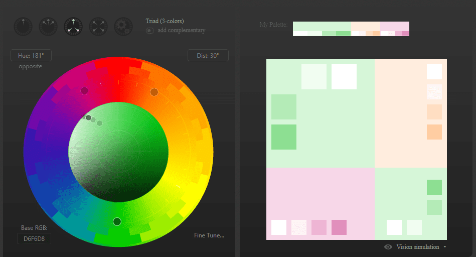 Triad (3-colors)  補色分割調色盤